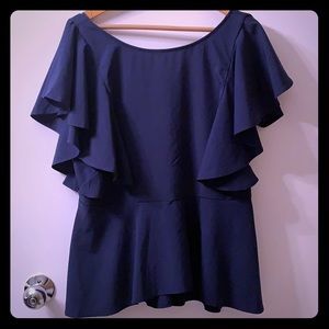 Navy peplum blouse
